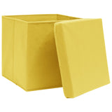 Scatole di archiviazione Vidaxl con coperchio 4 pezzi 32x32x32 cm tessuto giallo