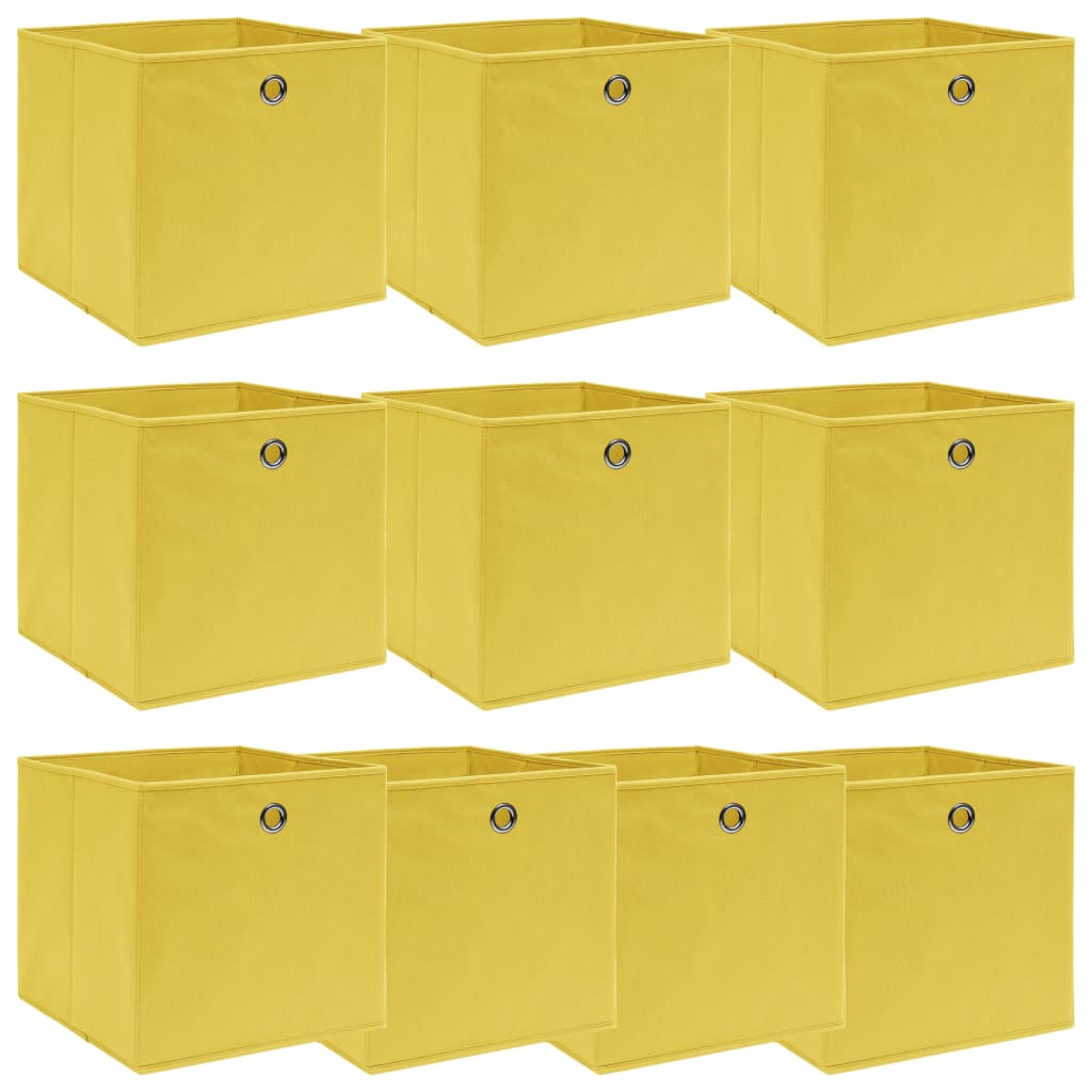 Vidaxl Storage boxes 10 pcs 32x32x32 cm fabric yellow