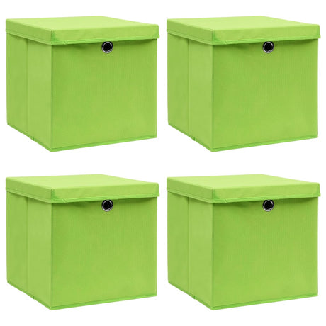 Vidaxl opbergboxen met deksel 4 st 32x32x32 cm stof groen