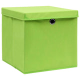 Boîtes de rangement Vidaxl avec couvercle 4 PCS 32x32x32 cm Tissu vert