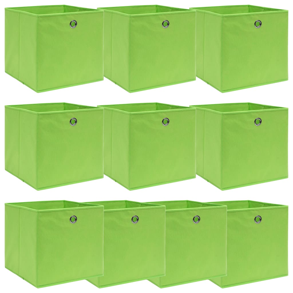 Vidaxl opbergboxen 10 st 32x32x32 cm stof groen