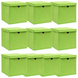 Vidaxl opbergboxen met deksel 10 st 32x32x32 cm stof paars