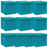 Cajas de almacenamiento de Vidaxl con tapa 10 PCS 32x32x32 CM tela azul bebé