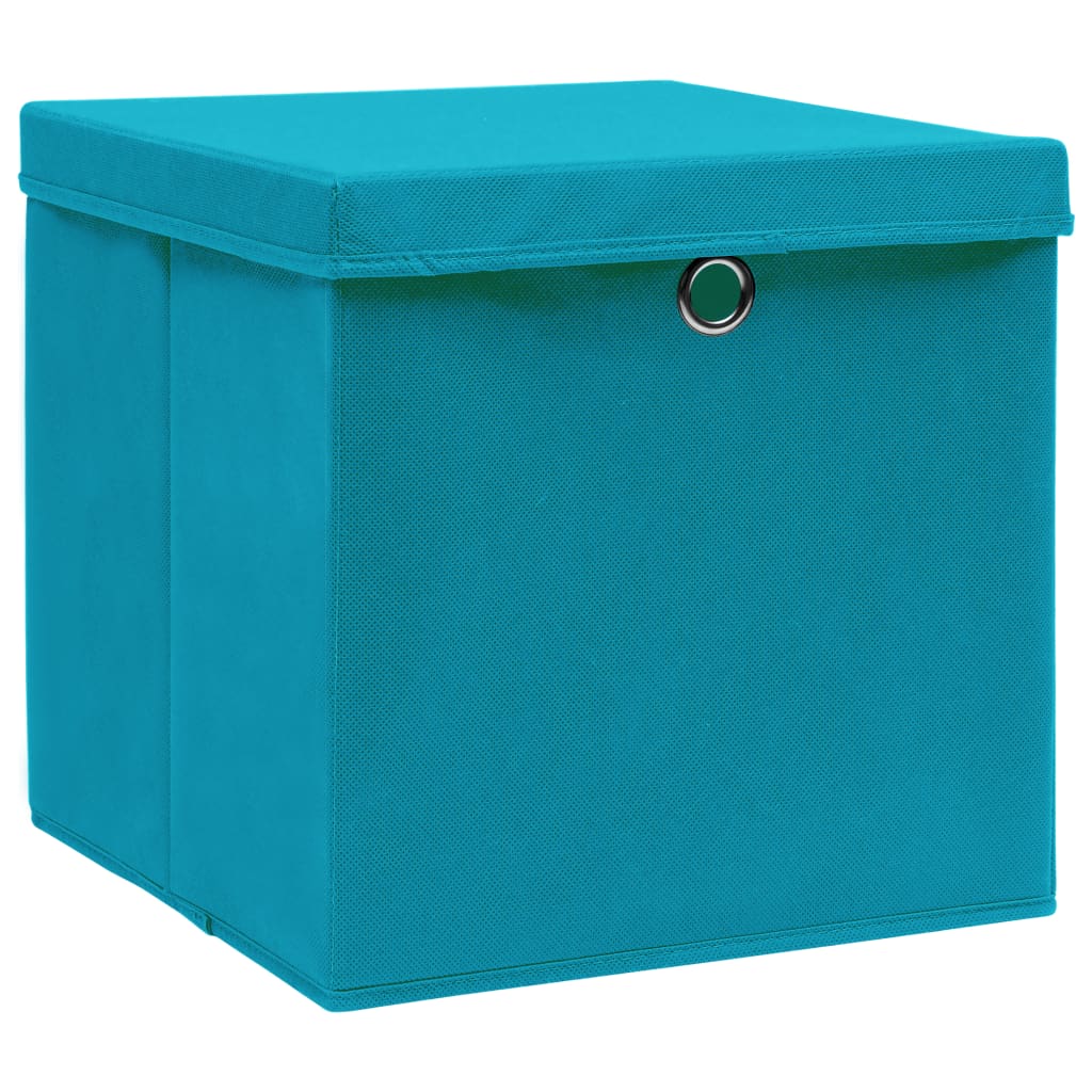 Vidaxl storage boxes with lid 10 pcs 32x32x32 cm fabric baby blue