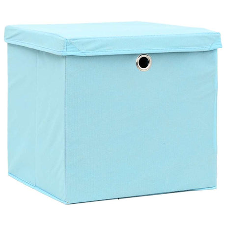 Vidaxl opbergboxen met deksel 10 st 32x32x32 cm stof babyblauw