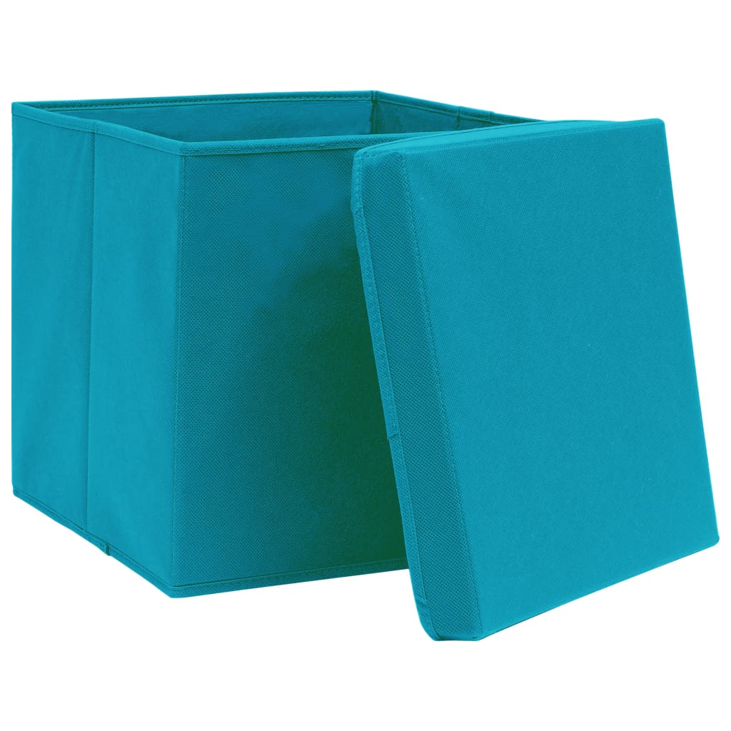 Scatole di archiviazione Vidaxl con coperchio 10 pezzi 32x32x32 cm tessuto blu baby