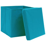 Cajas de almacenamiento de Vidaxl con tapa 10 PCS 32x32x32 CM tela azul bebé