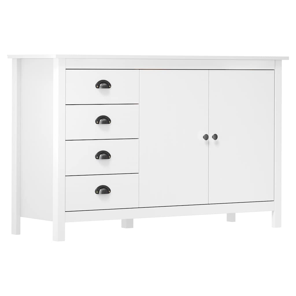Vidaxl dressoir hill 130x40x80 cm massief grenenhout wit