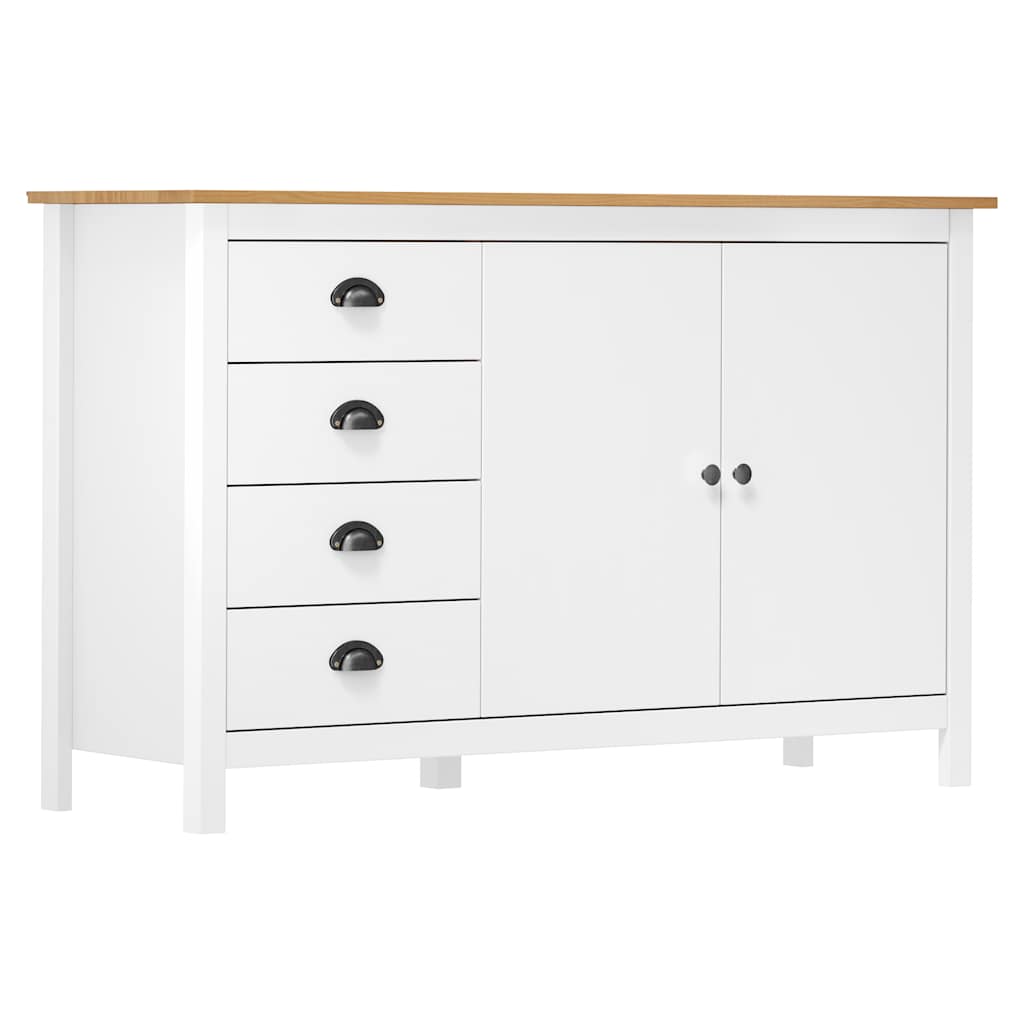 Vidaxl dressoir hill 130x40x80 cm massief grenenhout wit