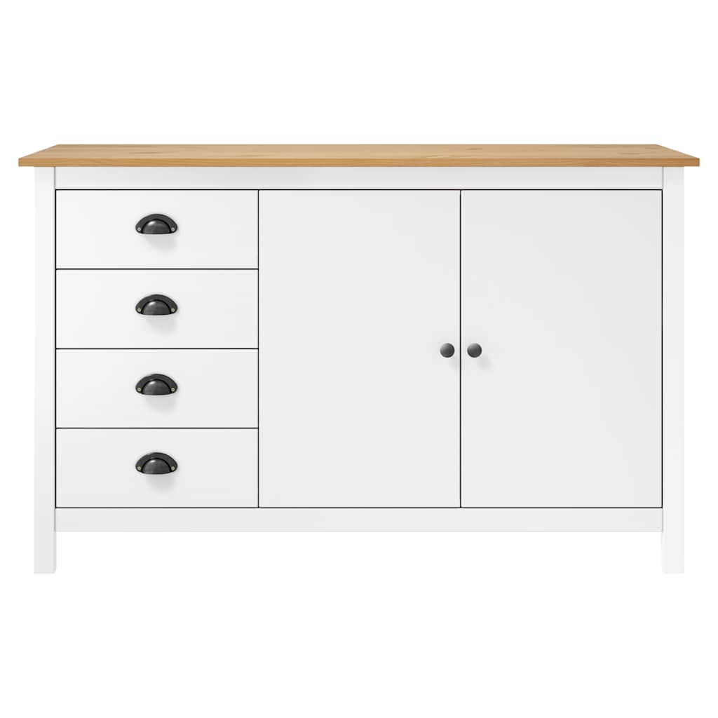 Vidaxl dressoir hill 130x40x80 cm massief grenenhout wit