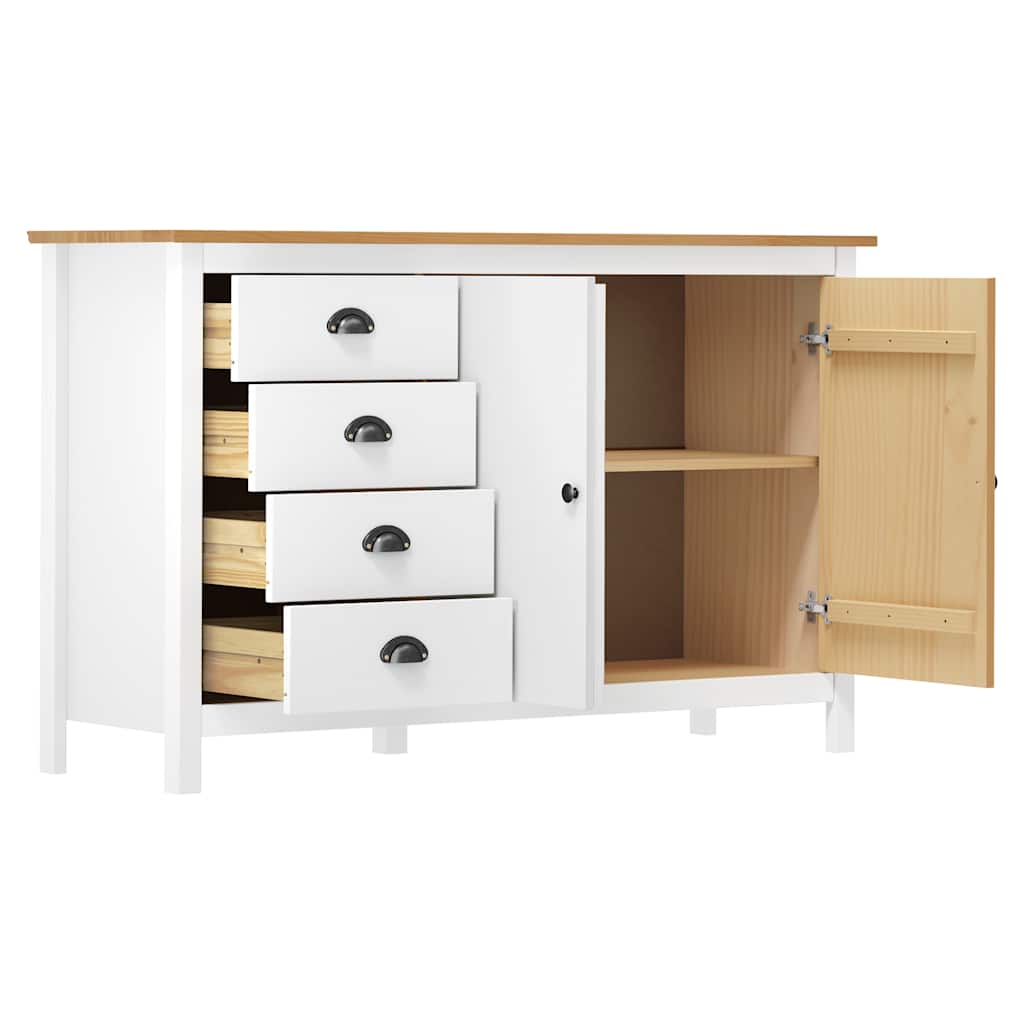 Vidaxl dressoir hill 130x40x80 cm massief grenenhout wit