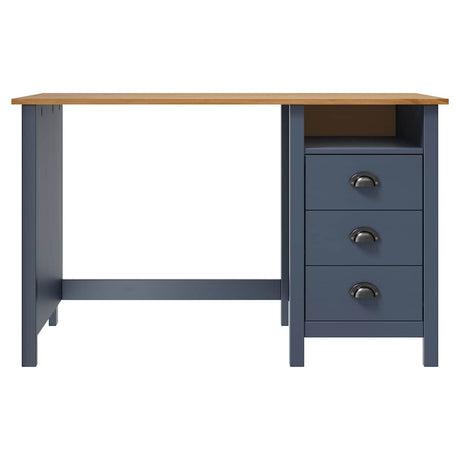 Vidaxl bureau hill 3 lades 120x50x74 cm massief grenenhout grijs