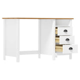 Vidaxl bureau hill 3 lades 120x50x74 cm massief grenenhout
