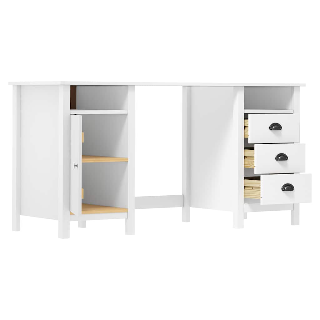 Vidaxl bureau hill 150x50x74 cm massief grenenhout wit