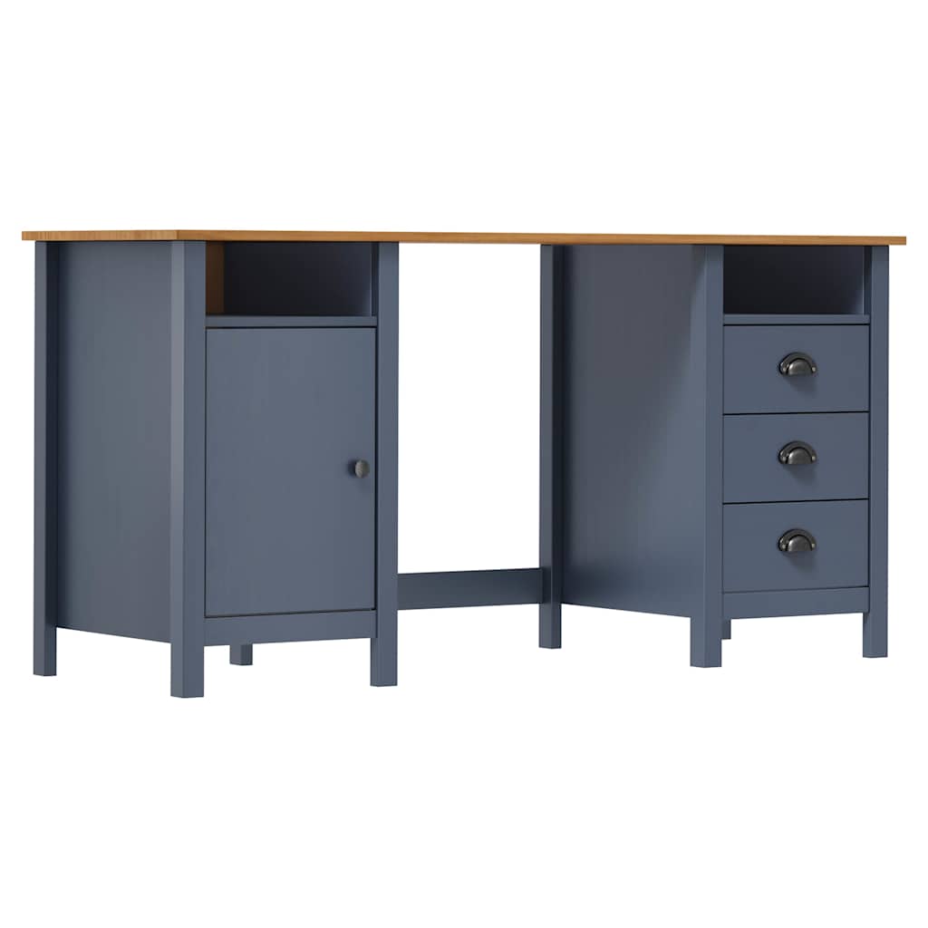 Vidaxl bureau hill 150x50x74 cm massief grenenhout grijs
