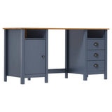 Vidaxl bureau hill 150x50x74 cm massief grenenhout grijs