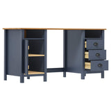 Vidaxl bureau hill 150x50x74 cm massief grenenhout grijs