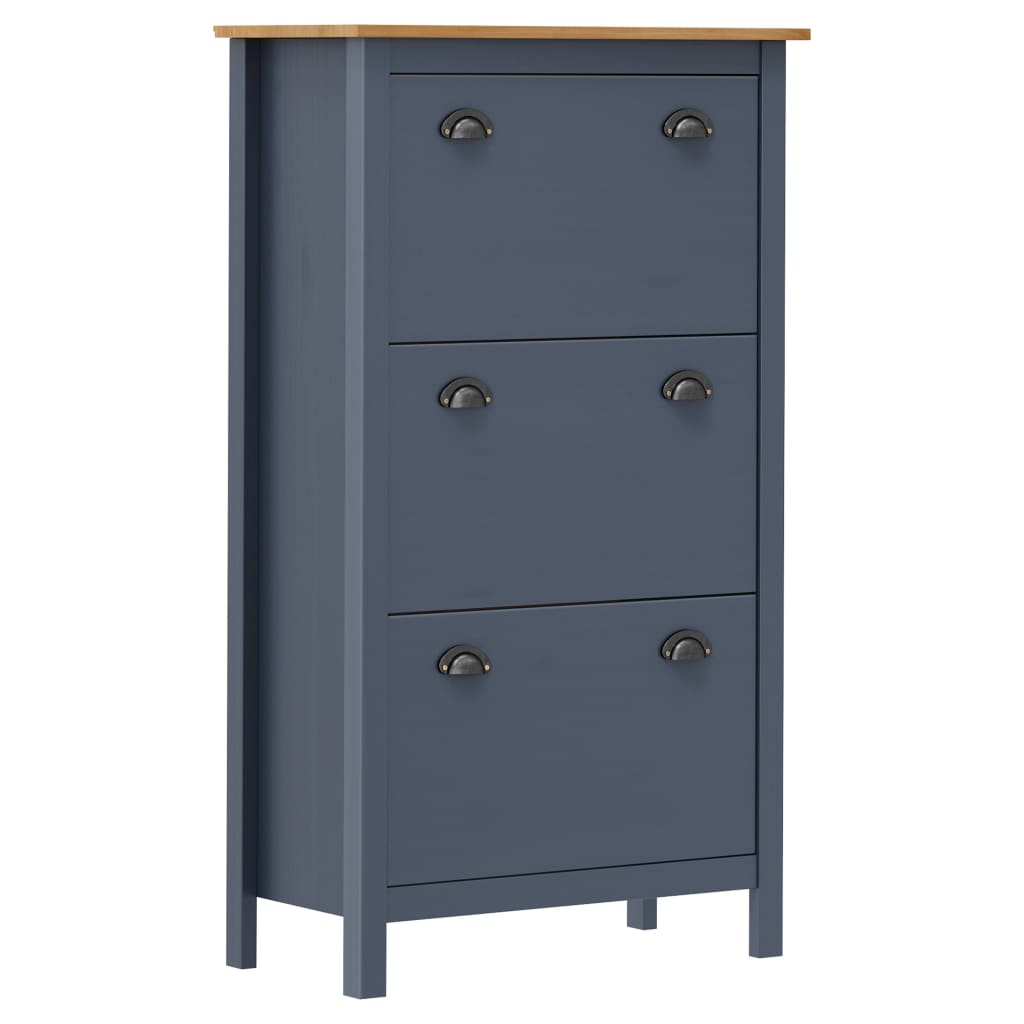 Vidaxl Shoe Cabinet Hill 72x35x124 cm Solid Pine Grey