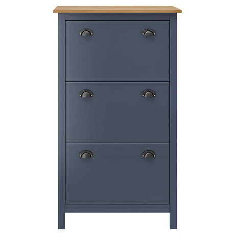 Vidaxl schoenenkast hill 72x35x124 cm massief grenenhout grijs