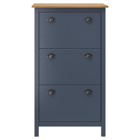 Vidaxl schoenenkast hill 72x35x124 cm massief grenenhout grijs