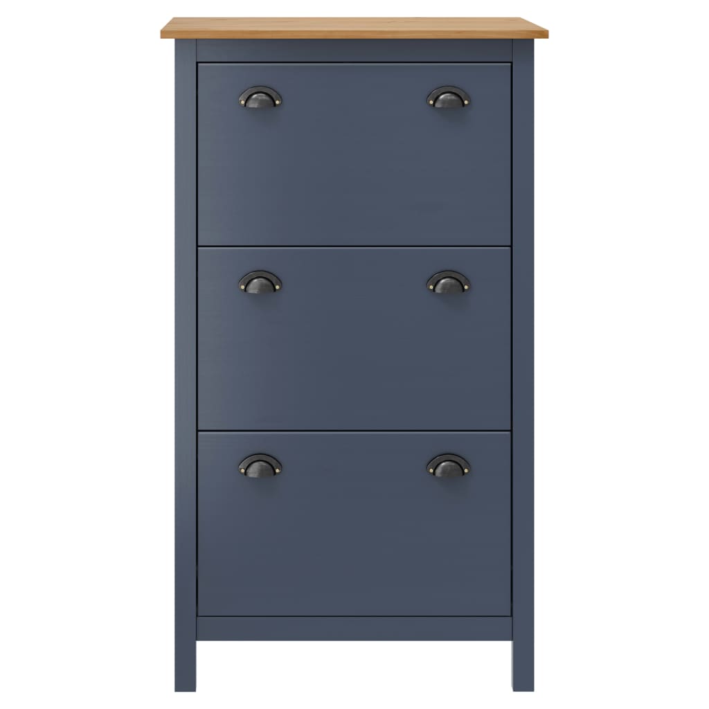 Vidaxl Shoe Cabinet Hill 72x35x124 cm Pine Solid Grey