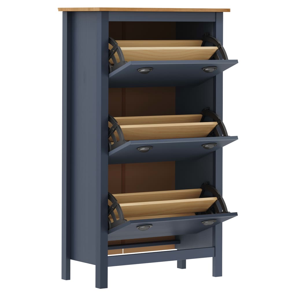 Vidaxl Shoe Cabinet Hill 72x35x124 cm Solid Pine Grey