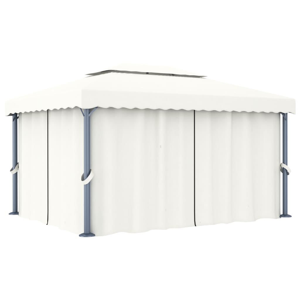 Vidaxl Arbor med gardin 4x3 m aluminiumkräm vit