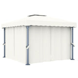 Vidaxl arbor with curtain 3x3 m aluminum cream white