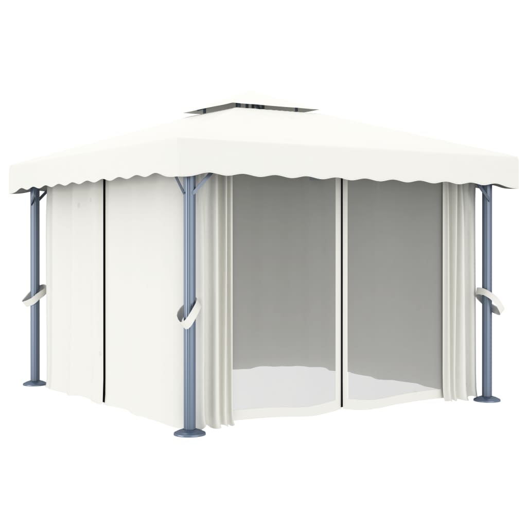 Vidaxl Arbor med gardin 3x3 m aluminiumscreme hvid