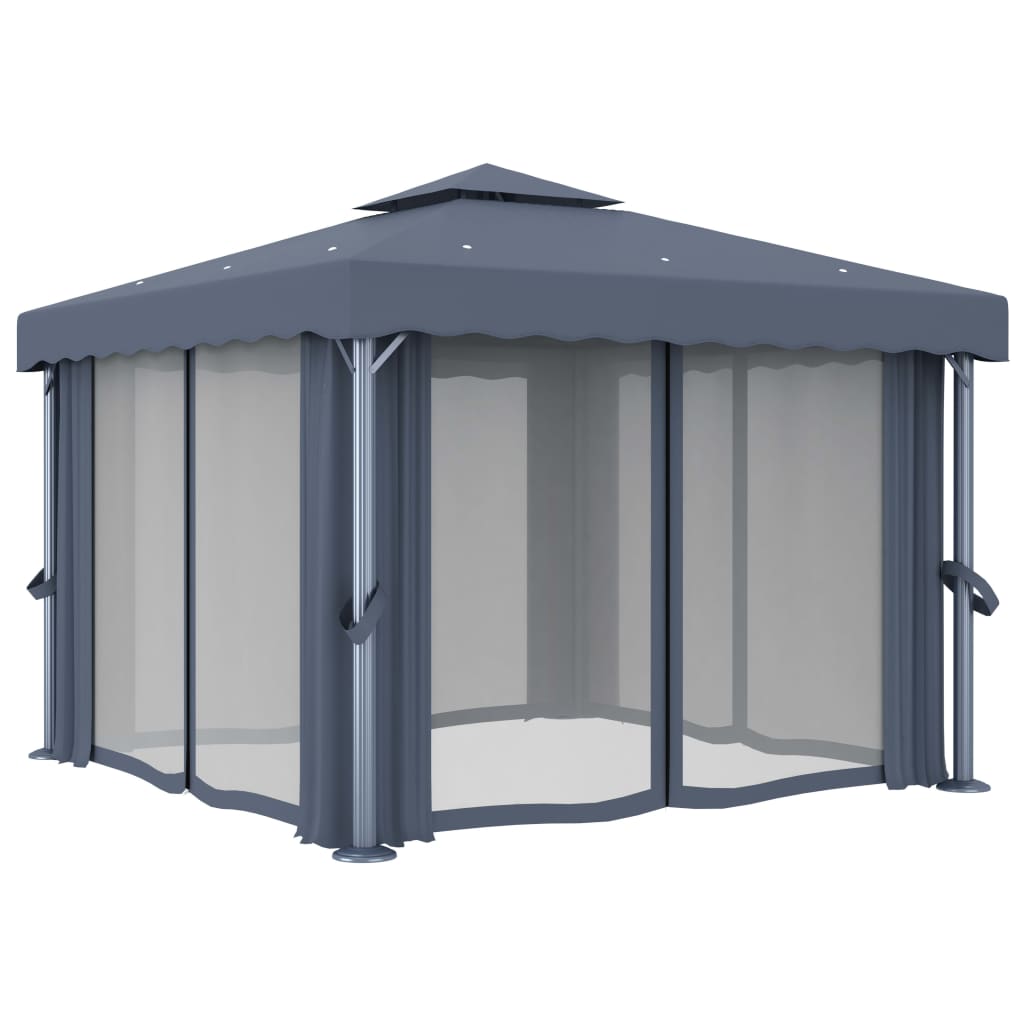 Vidaxl Arbor med gardin 3x3 m aluminium anthracit