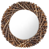 Miroir mural vidaxl autour de 60 cm de bois de teck