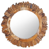 Miroir mural vidaxl autour de 60 cm de bois de teck