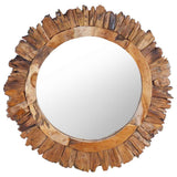 Vidaxl wandspiegel rond 60 cm teakhout