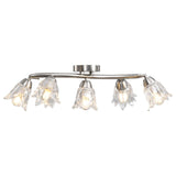 Vidaxl ceiling lamp with glass tulip -shaped hoods 5xe14 transparent