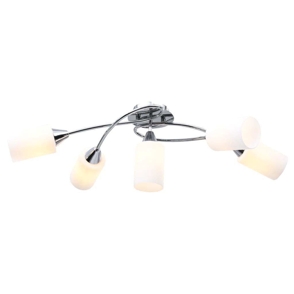 Vidaxl loftslampe med keramiske cylindriske hætter 5xe14 White