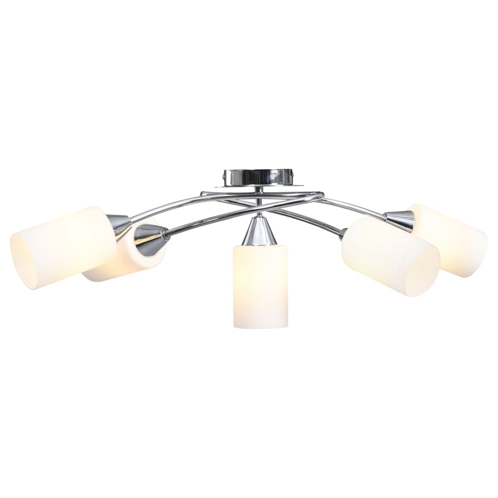 Vidaxl loftslampe med keramiske cylindriske hætter 5xe14 White