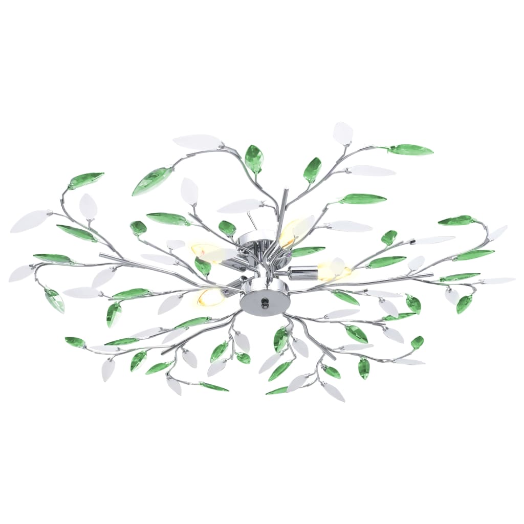 Vidaxl Plafond lampe avec des bras à feuilles cristallines acryliques pour 5xe14 vert