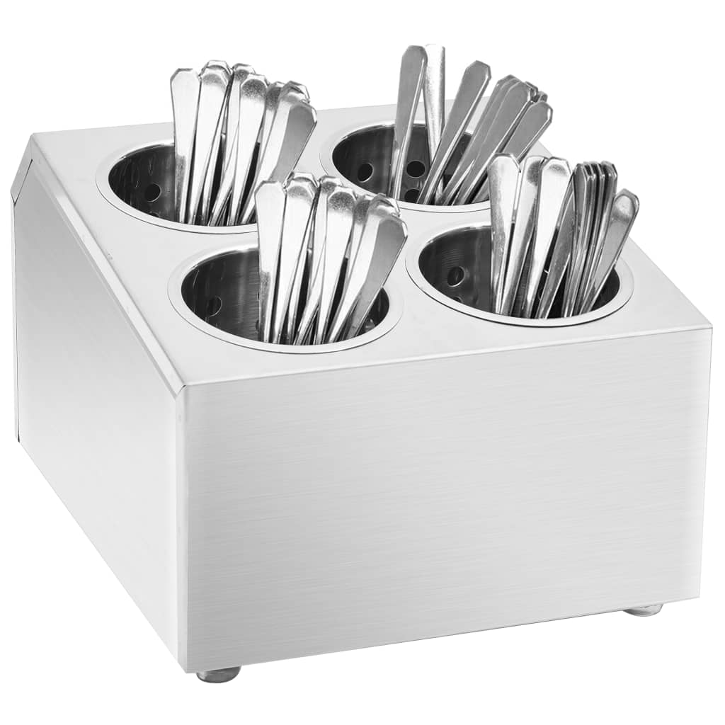 Vidaxl Cutlery holder 4 compartments square stainless steel