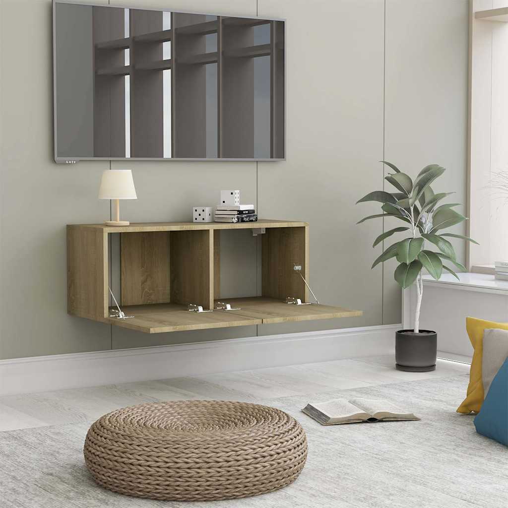 Vidaxl tv-meubel 80x30x30 cm bewerkt hout sonoma eikenkleurig