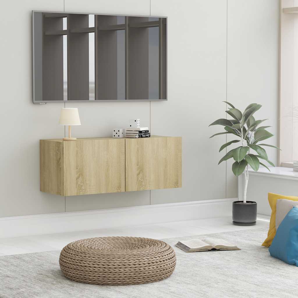 Vidaxl tv-meubel 80x30x30 cm bewerkt hout sonoma eikenkleurig
