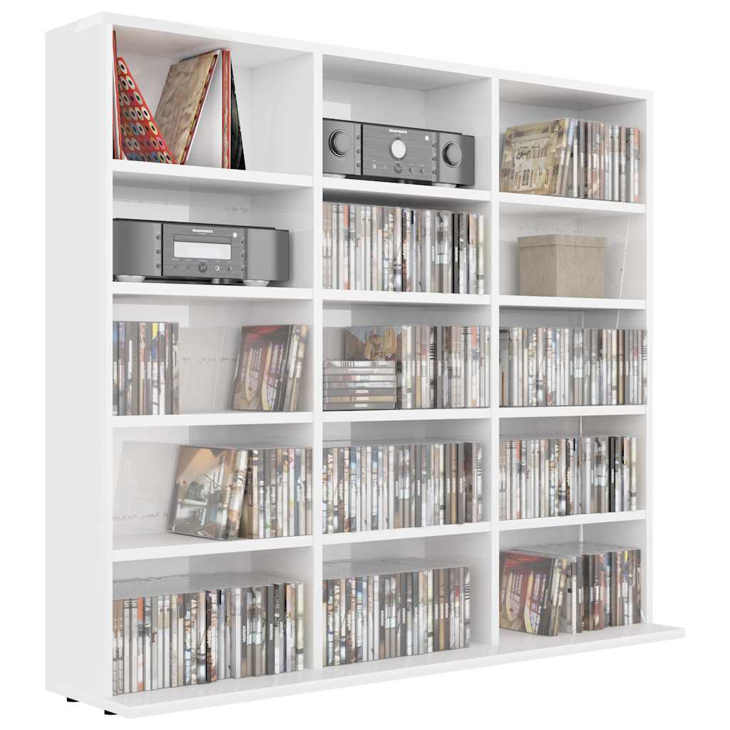 Vidaxl cd-kast 100x23x89,5 cm bewerkt hout hoogglans wit