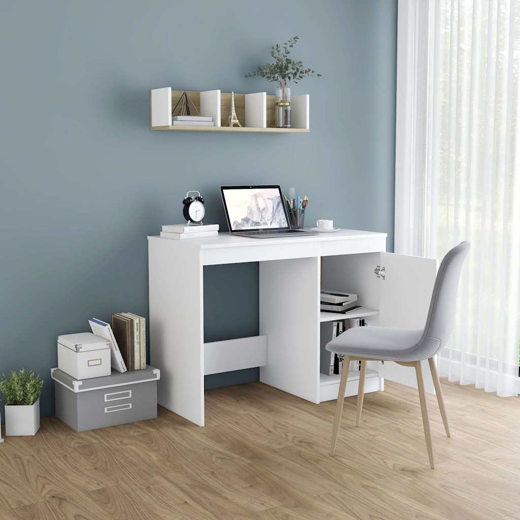 Vidaxl bureau 100x50x76 cm bewerkt hout wit