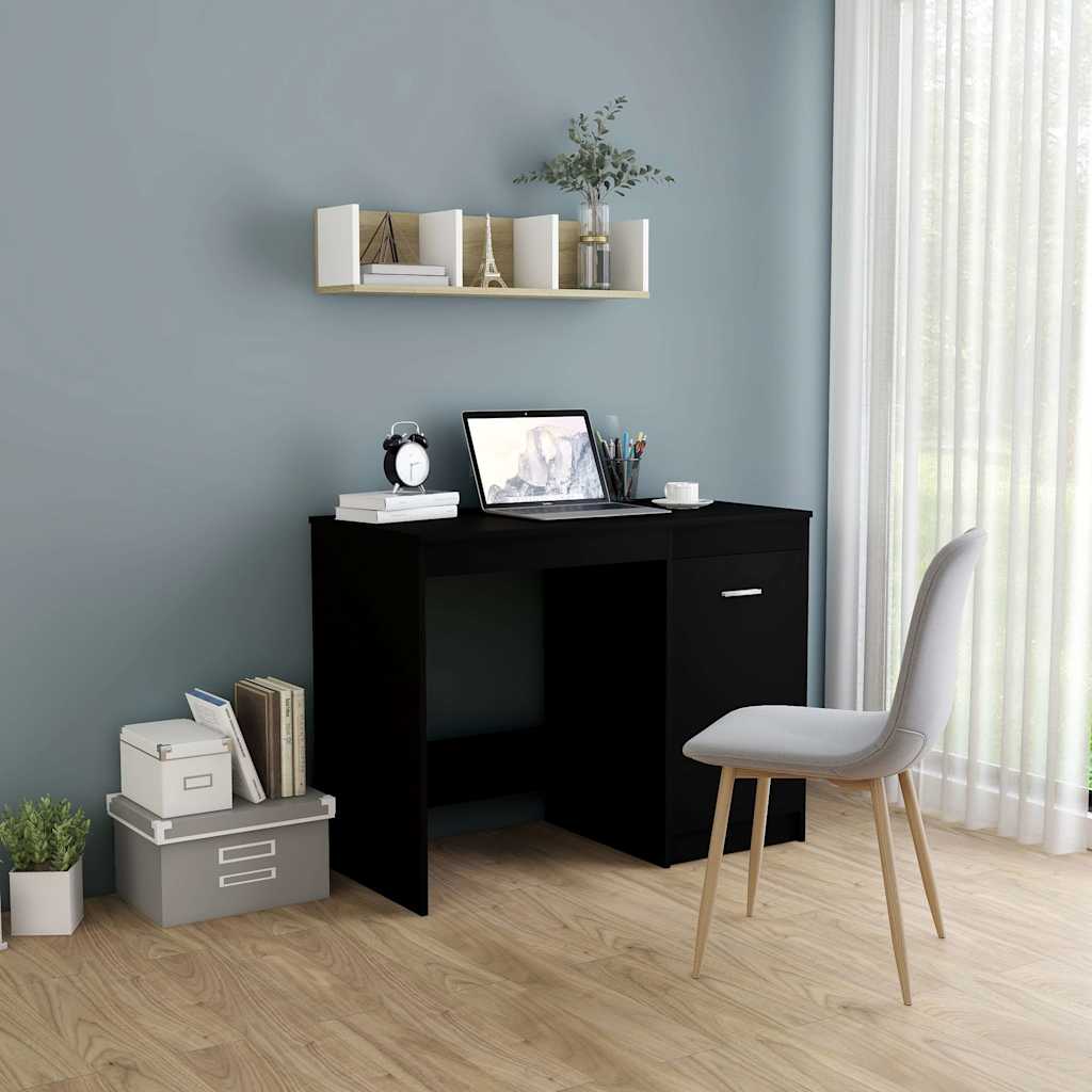 Vidaxl bureau 100x50x76 cm bewerkt hout zwart