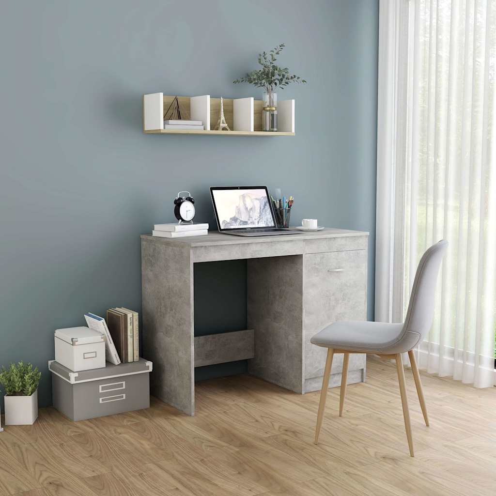 Vidaxl bureau 100x50x76 cm bewerkt hout betongrijs