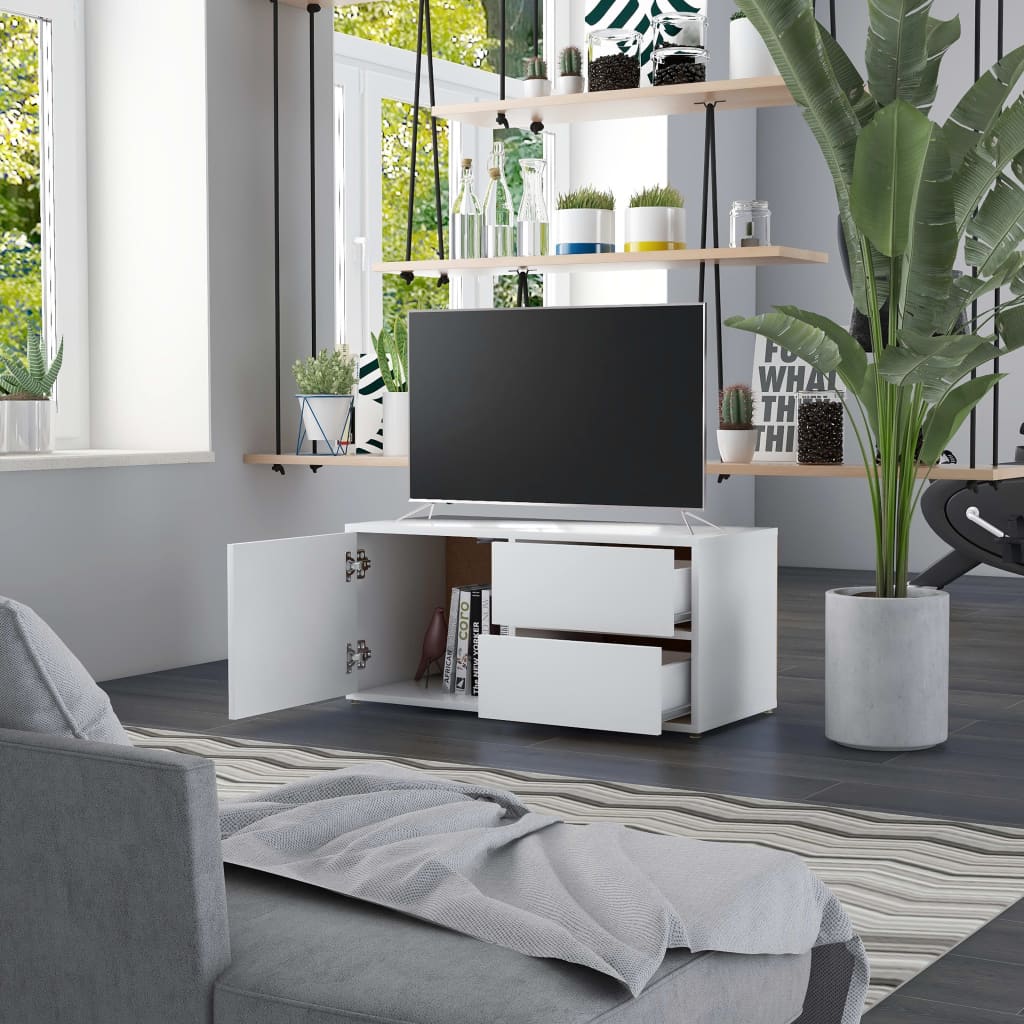 Vidaxl tv-meubel 80x34x36 cm bewerkt hout wit
