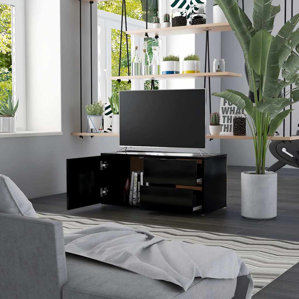 Vidaxl tv-meubel 80x34x36 cm bewerkt hout zwart