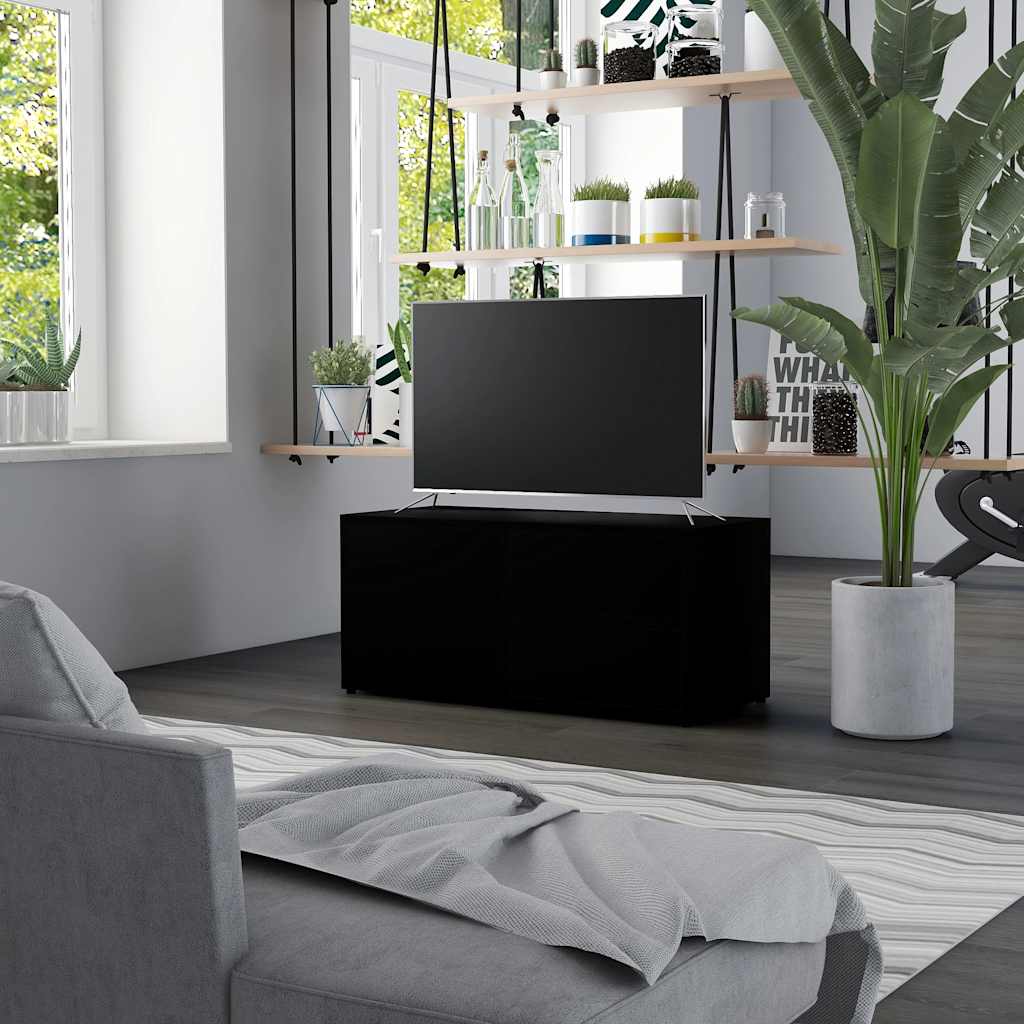 Vidaxl tv-meubel 80x34x36 cm bewerkt hout zwart