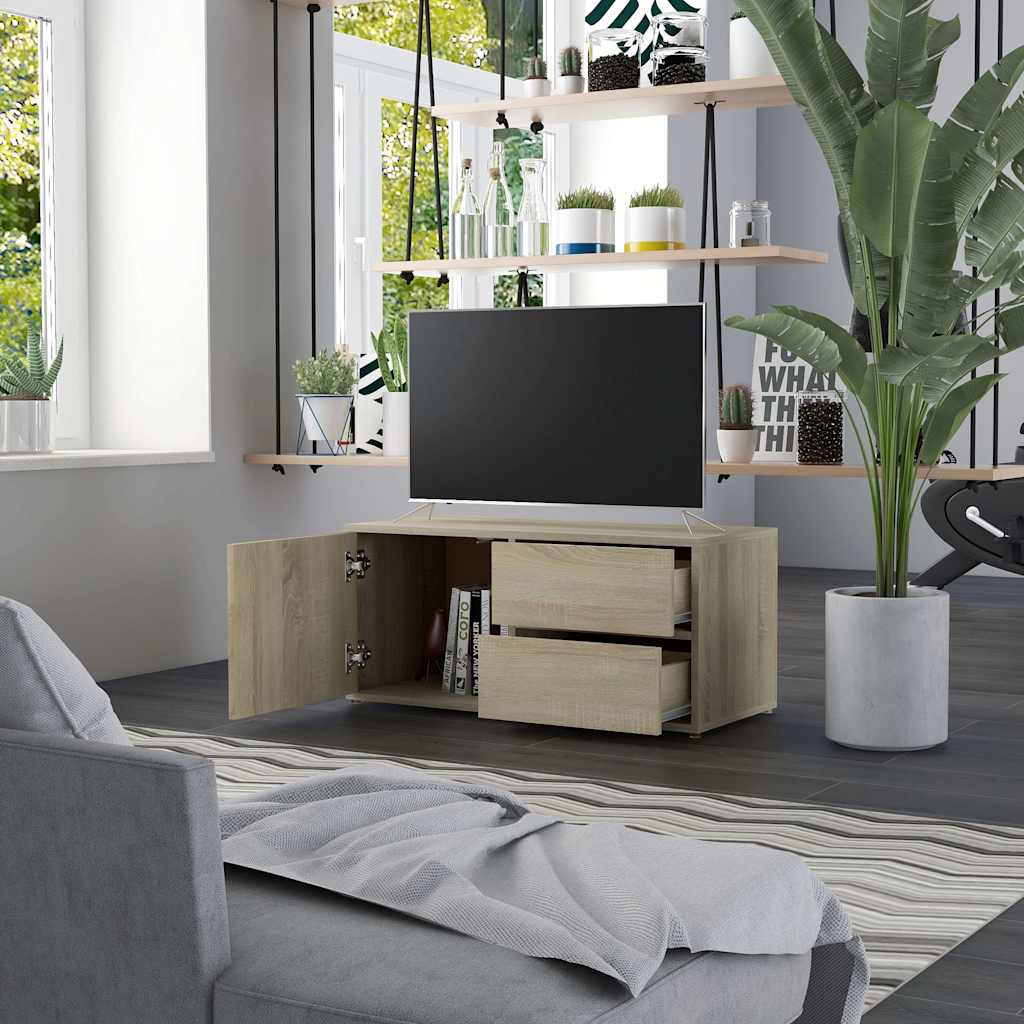Vidaxl tv-meubel 80x34x36 cm bewerkt hout sonoma eikenkleurig