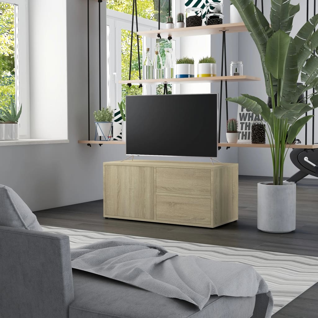 Vidaxl tv-meubel 80x34x36 cm bewerkt hout sonoma eikenkleurig