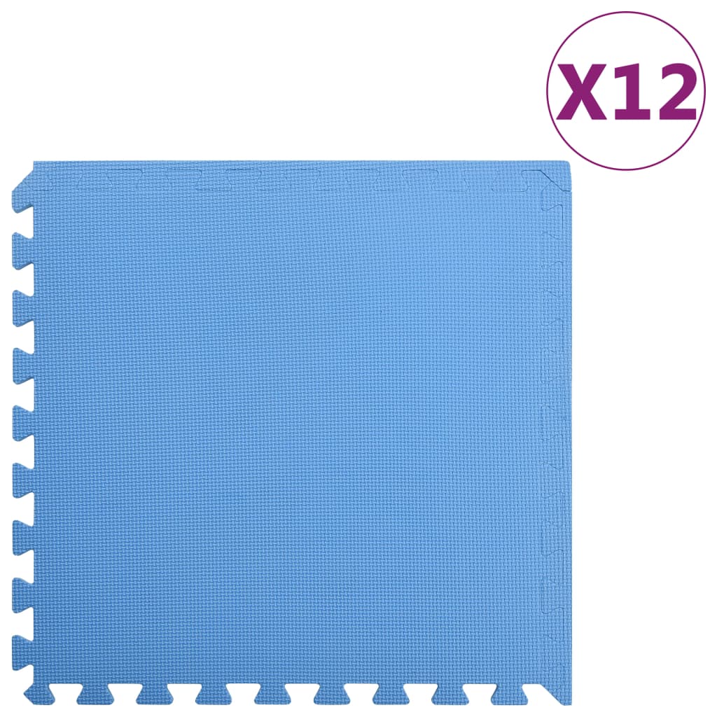 Mats de piso Vidaxl 12 ST 4.32 ㎡ Eva Foam Blue